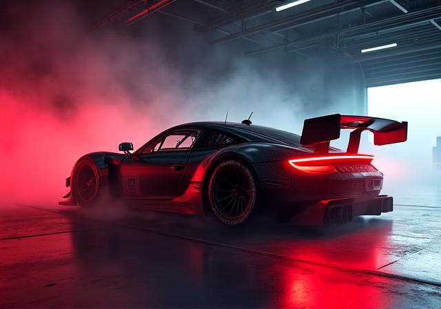 Estudio de túnel de viento y flujos de aire en coche de carreras