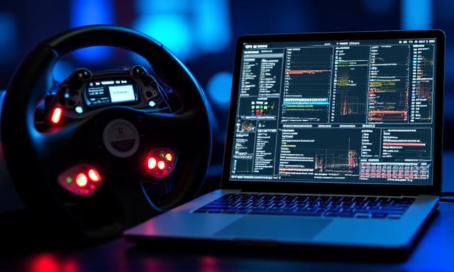 Pantalla con software de telemetría y gráficas de rendimiento