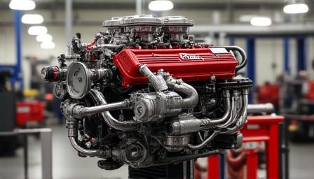 Motor forjado preparado para alto rendimiento en taller